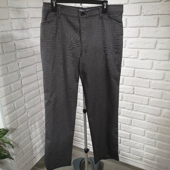 Lee All Day Pant Ladies Size 12 Medium Straight Legs Dark Grey Plaid Pants - Picture 1 of 14